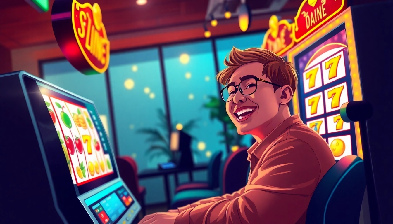 Nikmati pengalaman bermain situs slot dengan mesin slot digital penuh warna dan pemain bersemangat.